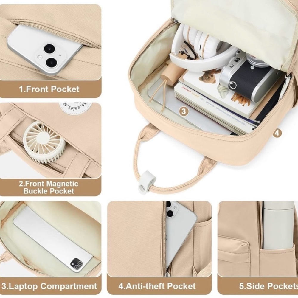 🆕 stylish tan backpack - Picture 3 of 9